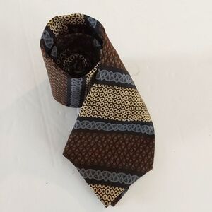 Gian Franco Ferretti Brown / Cream Patterned Mens Silk Neck Tie Sz. 56' X 4